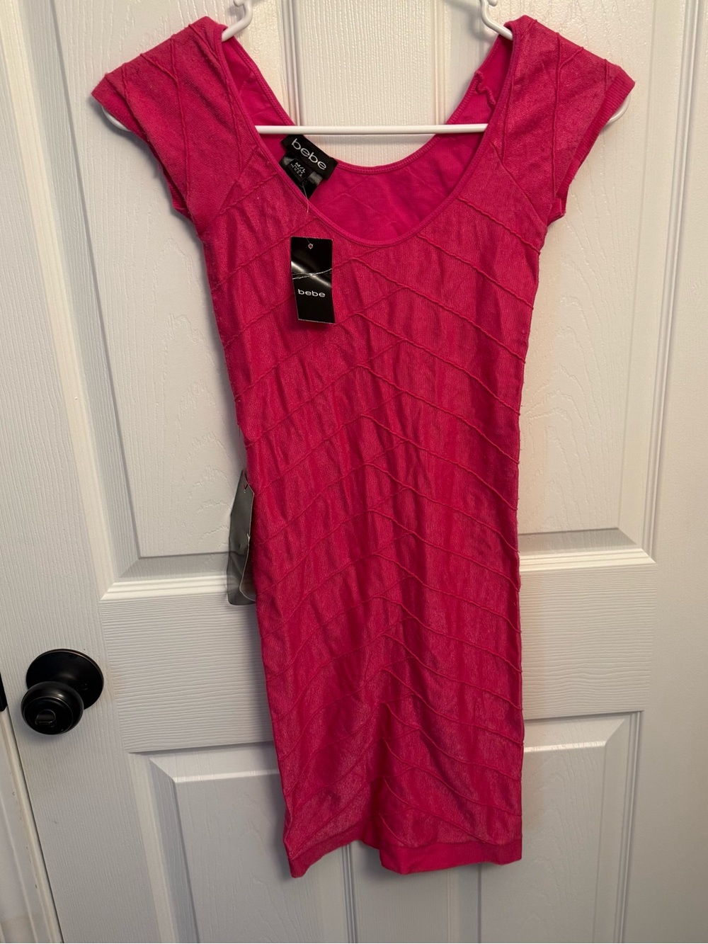 bebe Hot Pink Bodycon Cutout Dress NWT